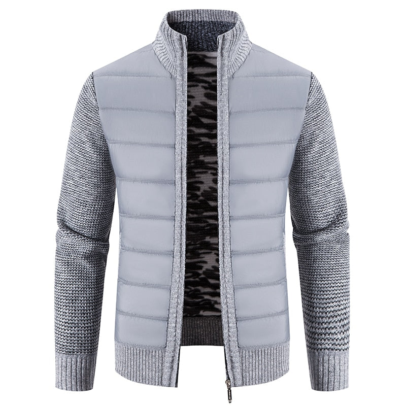 Winter Thick Fleece Cardigan Men Warm Sweatercoat Fashion Patchwork Mens Knittde Sweater Jackets Casual Knitwear Outerwear Men - Executive-Skincare