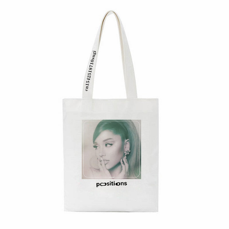 Ariana Grande Print Canvas Bag Women&#39;s Shoulder Bag Fashion Large Capacity Shopping Shopper Ladies Hand Bags Tote Bags - Executive-Skincare