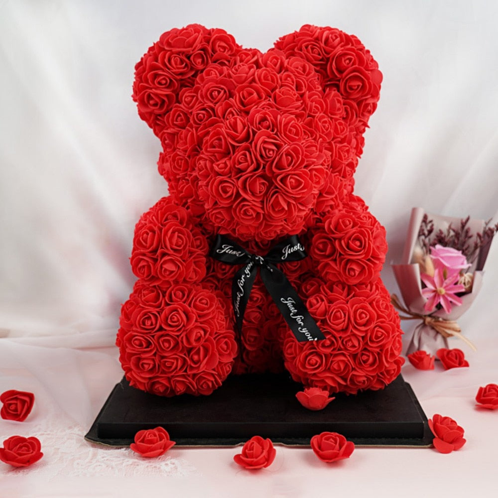 25/40CM Rose Bear Artificial Flowers Teddy Roses Bear for Wedding Anniversary Girlfriend Valentine&#39;s Day Christmas DIY Gifts Box - Executive-Skincare