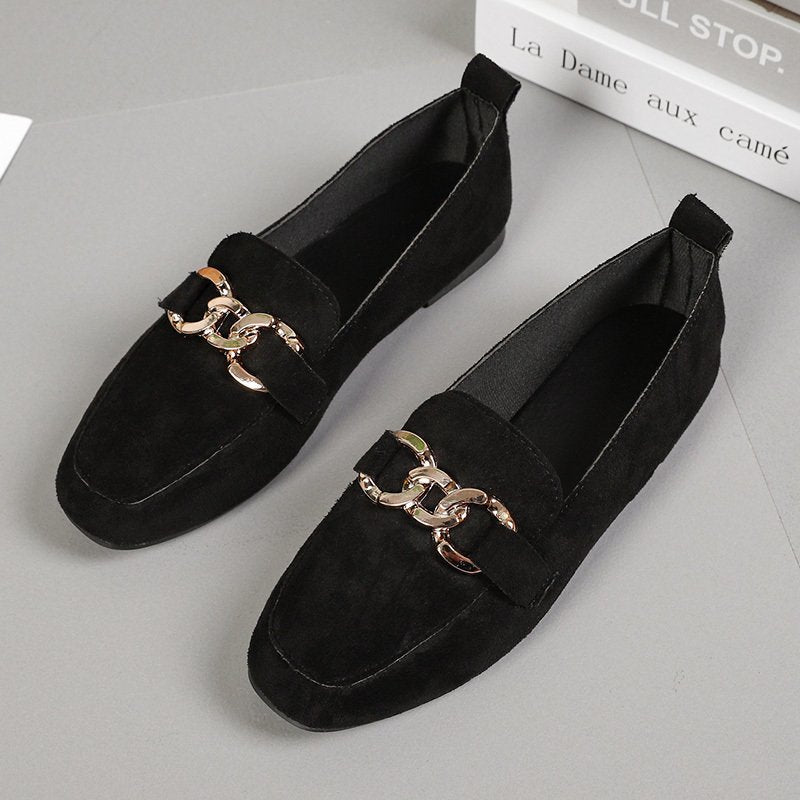 Spring Fashion Flat Shoes Women Quality Metal Slip on Loafer Shoes Ladies Flats Mocassins Big Size 35-41 Sapato Feminino 2021 - Executive-Skincare