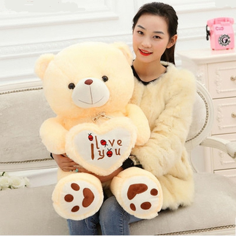 Big Size I Love You Teddy Bear Large Stuffed Plush Doll Holding LOVE Heart Plush Teddy Bear Cartoon Soft Stuffed Doll Kids Toy - Executive-Skincare