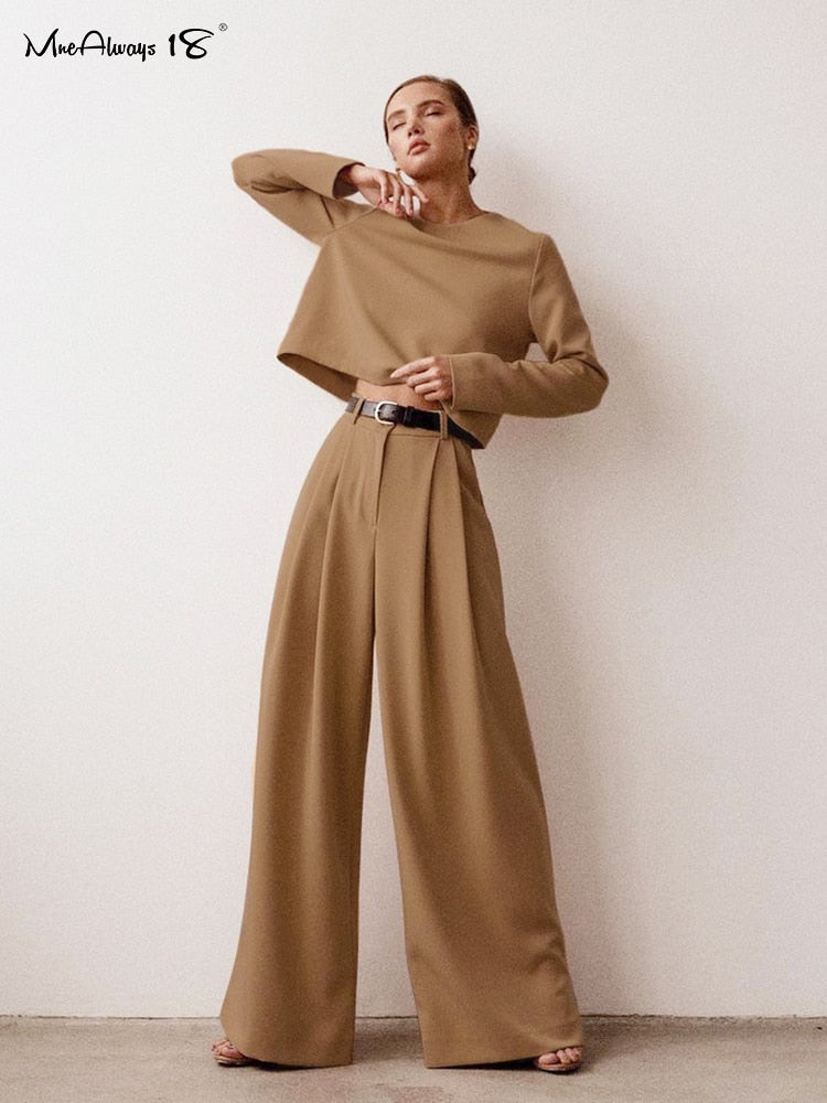 Mnealways18 Classic Wide Pants Floor-Length Pleated Loose Women Trousers Spring Wide Leg Pants Vintage Female Palazzo Pants 2022 - Executive-Skincare