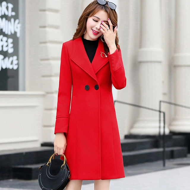 2022 New Spring and Autumn Woolen Coat Female Long Large Size Thick Women Woolen Jacket Slim Lady Clothing Women&#39;s Coats - Executive-Skincare