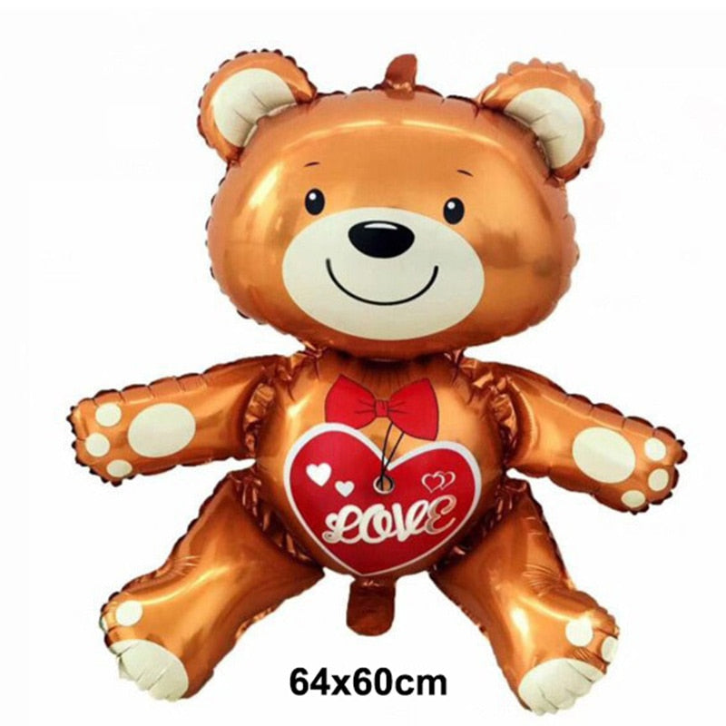 Big Bear Foil Balloon Love Heart Bear Balloon Red Rose Balloon Baby Shower Wedding Decor Birthday Valentine's Day Party Supplies - Executive-Skincare