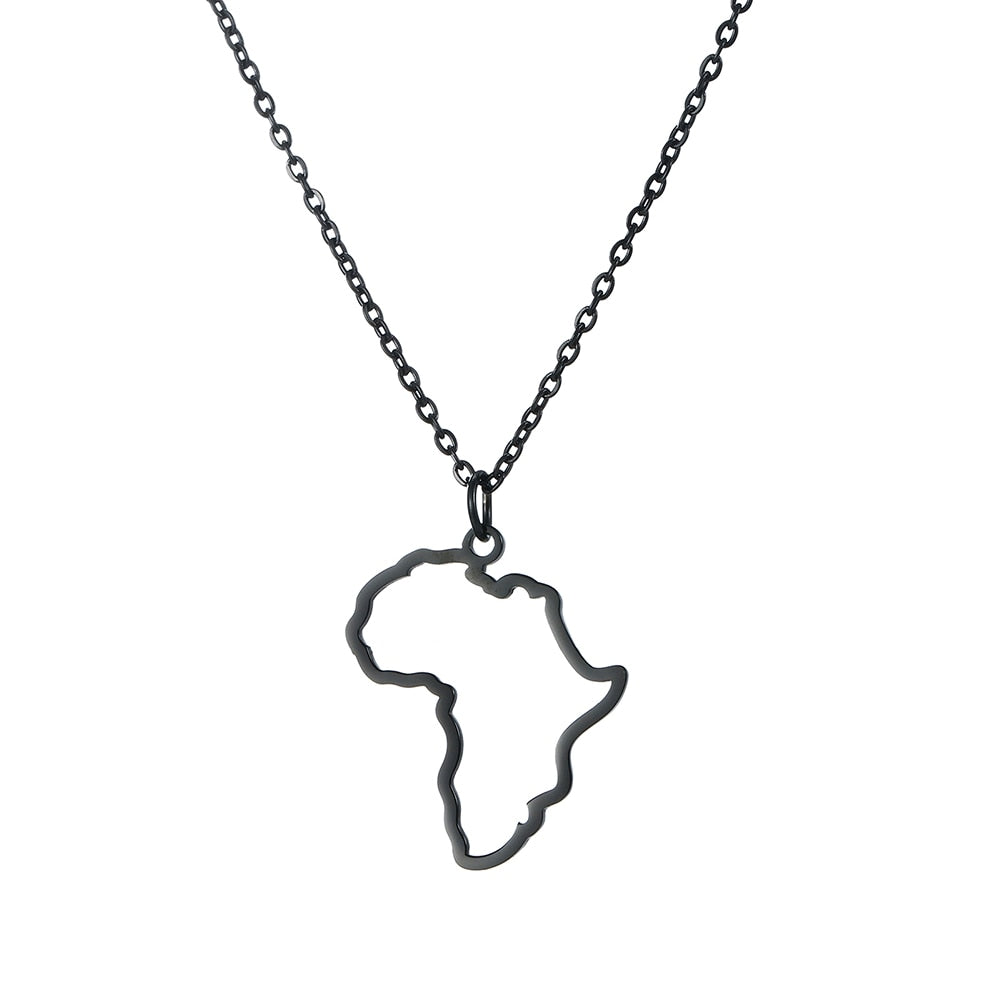 MyShape African Map Pendant Necklaces For Women Men Gold Color South Africa Stainless Steel Necklace Choker African Jewelry Gift - Executive-Skincare