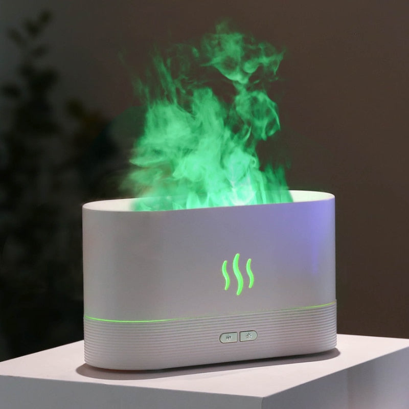 Essential Oil Diffuser Simulation Flame Ultrasonic Humidifier Home Office Air Freshener Fragrance - Executive-Skincare