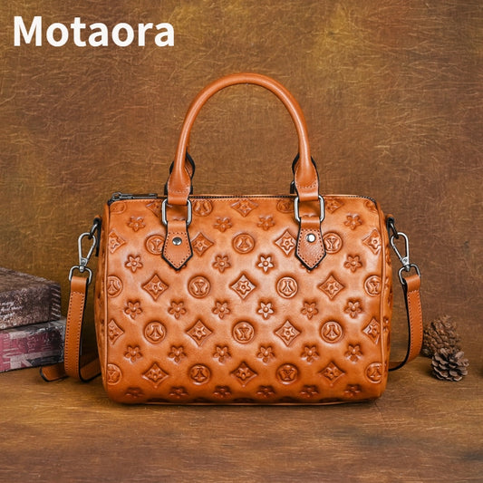 MOTAORA Fashion Cow Leather Women Luxury Shoulder Bags For Ladies Embossed Pillow Handbag Genuine Leather Designer Handbags 2022 - Executive-Skincare