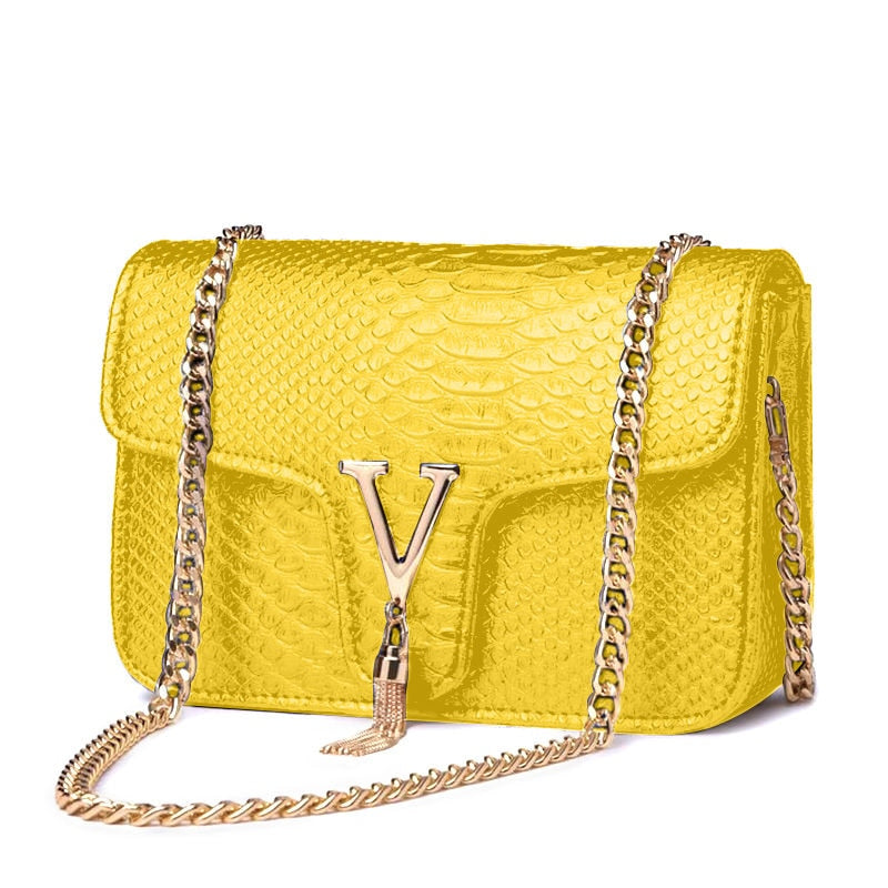 Luxury Handbags Women Bags Designer European America Ladies Chic Leather Stylish Crossbody Shoulder Bags Yellow Golden Handbag - Executive-Skincare