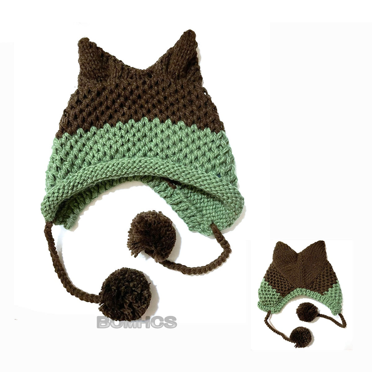 BomHCS Cute Fox Ears Beanie Winter Warm 100% Handmade Knit Hat - Executive-Skincare