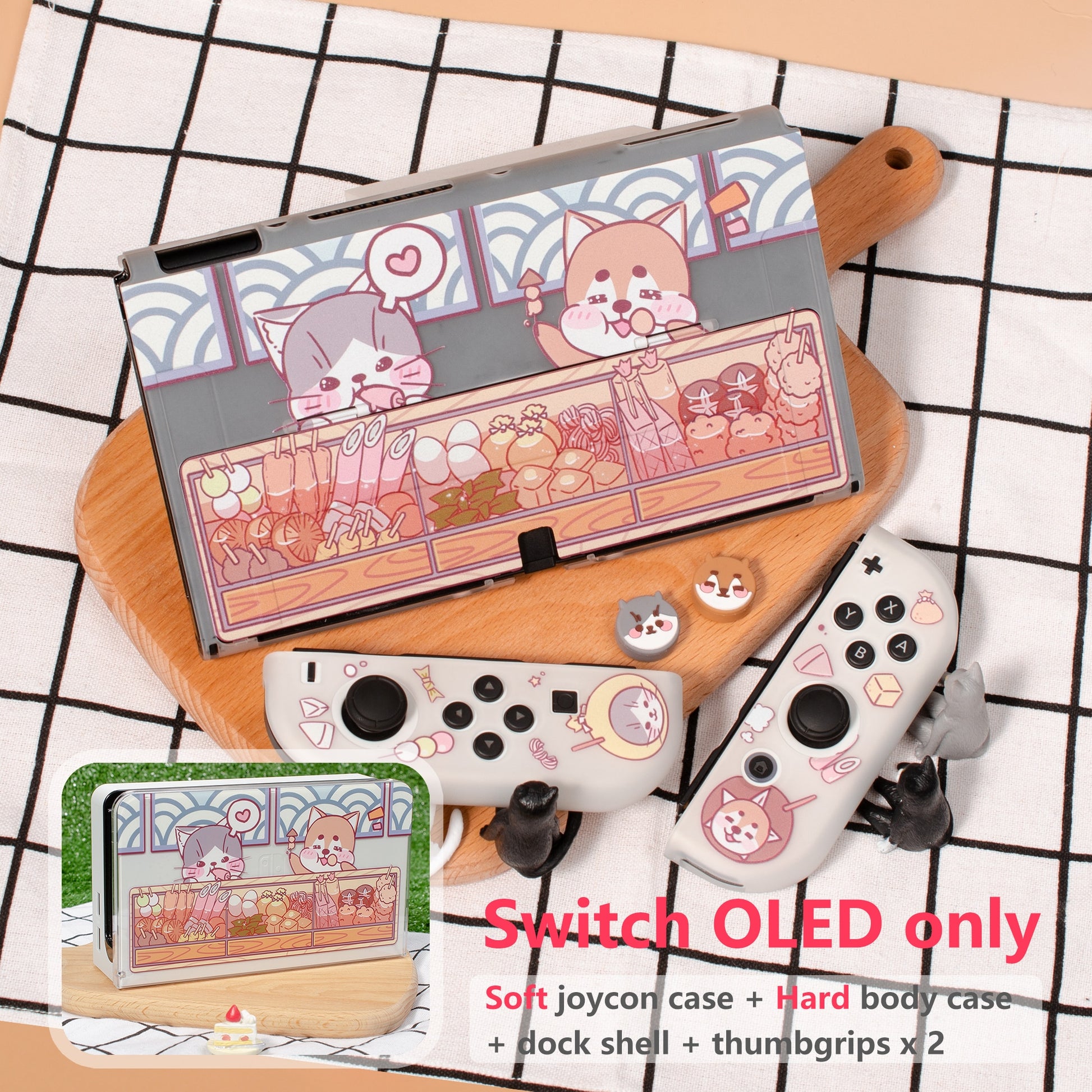 pawdiary switch oled case switch oled case matter finish oden kanto cooking nintendo switch oled tpu case cat dog - Executive-Skincare