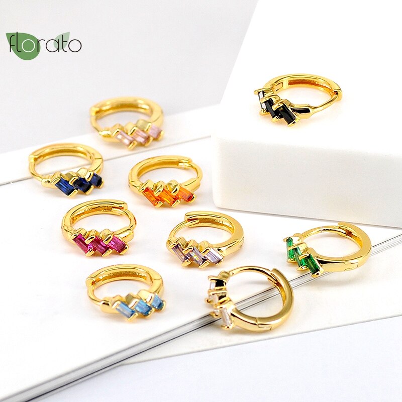 Vibrant Multicolour CZ Crystal Hoop Earrings in 925 Sterling Silver - Luxurious Gift for Her