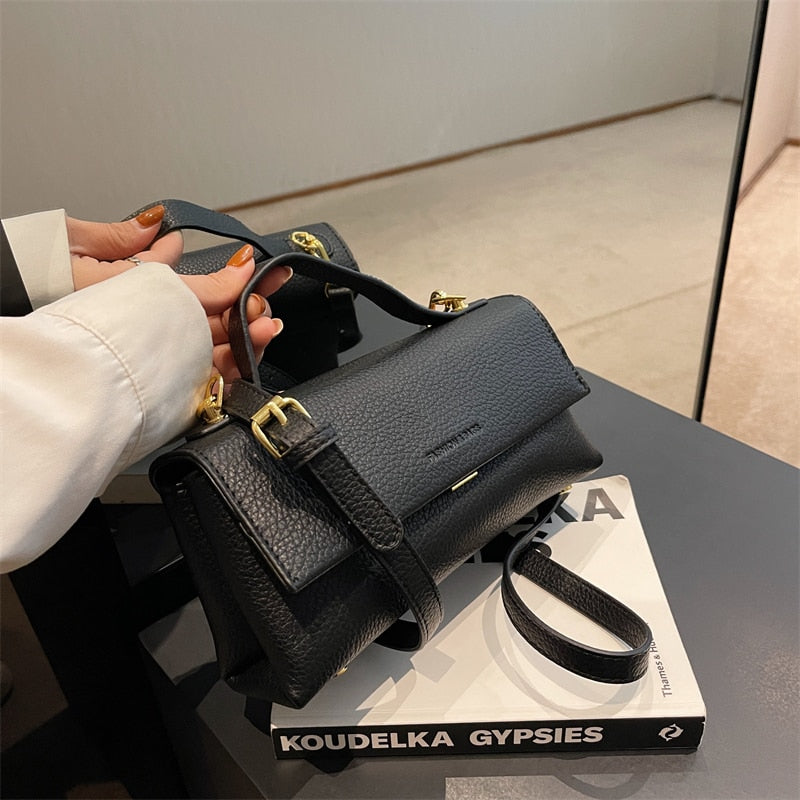 Ladies autumn and winter new handbag double layer ladies bag solid color retro messenger bag casual mobile phone bag - Executive-Skincare