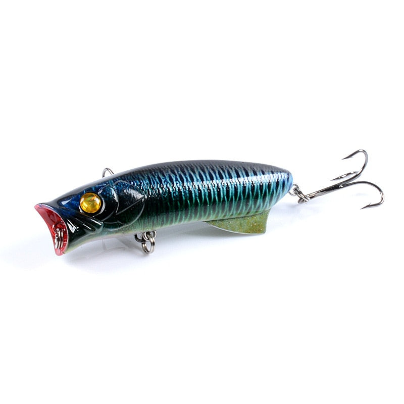 1pc Floathing Lure Topwater 3D Printed Popper Fishing Lure 7.8cm 11.5g Hard Bait Plastic Fishing Tackle Crankbait 7 Colors - Executive-Skincare