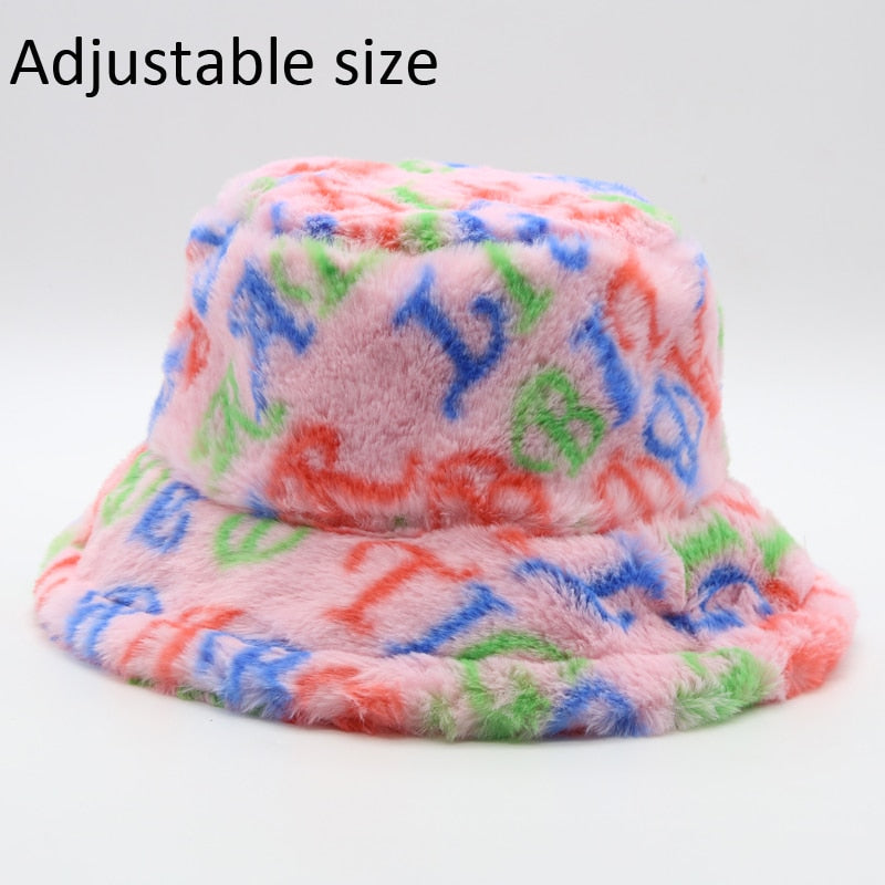 Winter Cow Leopard Faux Fur Fluffy Bucket Hats Women Outdoor Warm Sun Hat Soft Velvet Furry Fisherman Cap Girl Fashion Panama - Executive-Skincare