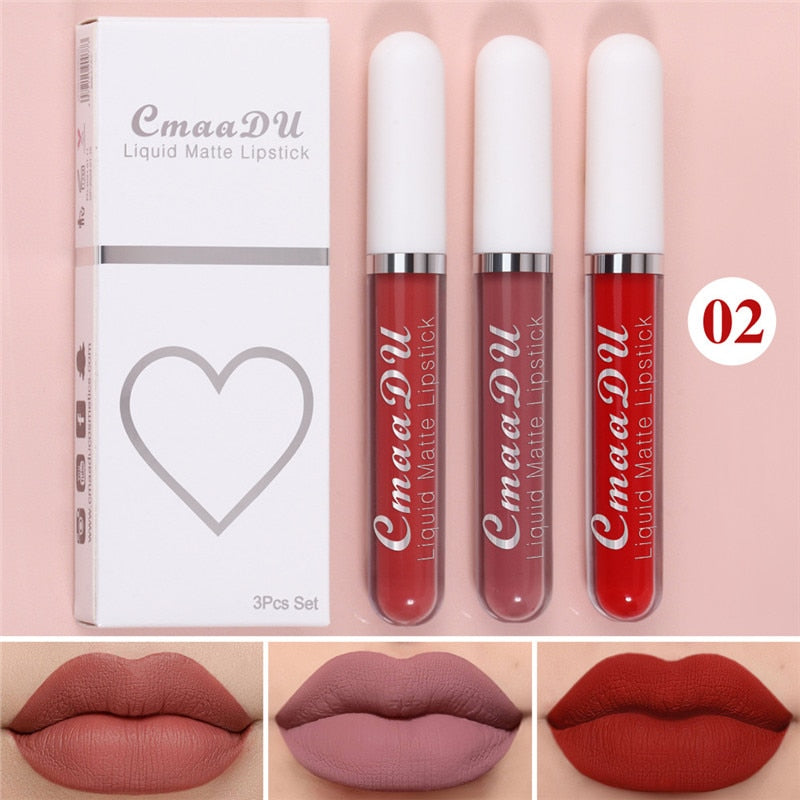 6 Colors/Set Fashion Matte Lip Gloss Sets Natural Moisturize Waterproof Lasting Velvet Sexy Red Liquid Lipstick Beauty Cosmetic - Executive-Skincare