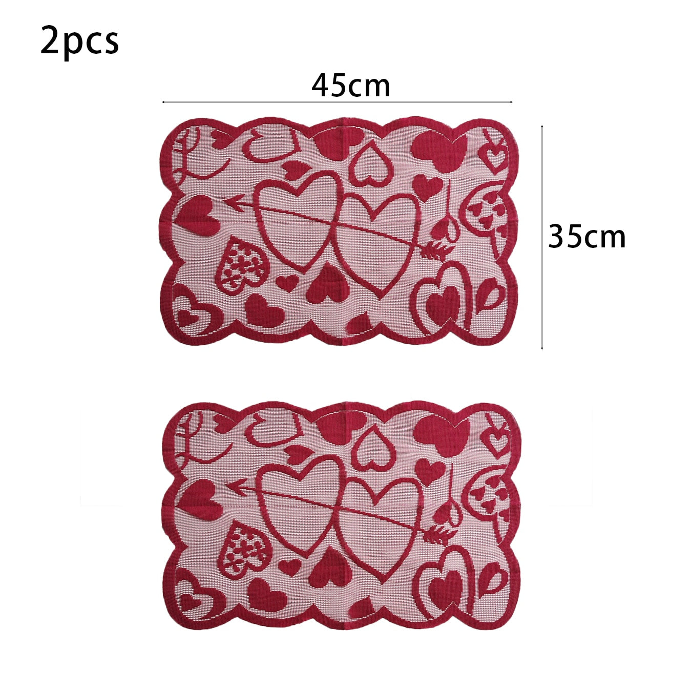 Valentine&#39;s Day Table Runner Placemats Love Heart Hollow Lace Table Runner for Wedding Valentines Party Decorations Supplies - Executive-Skincare