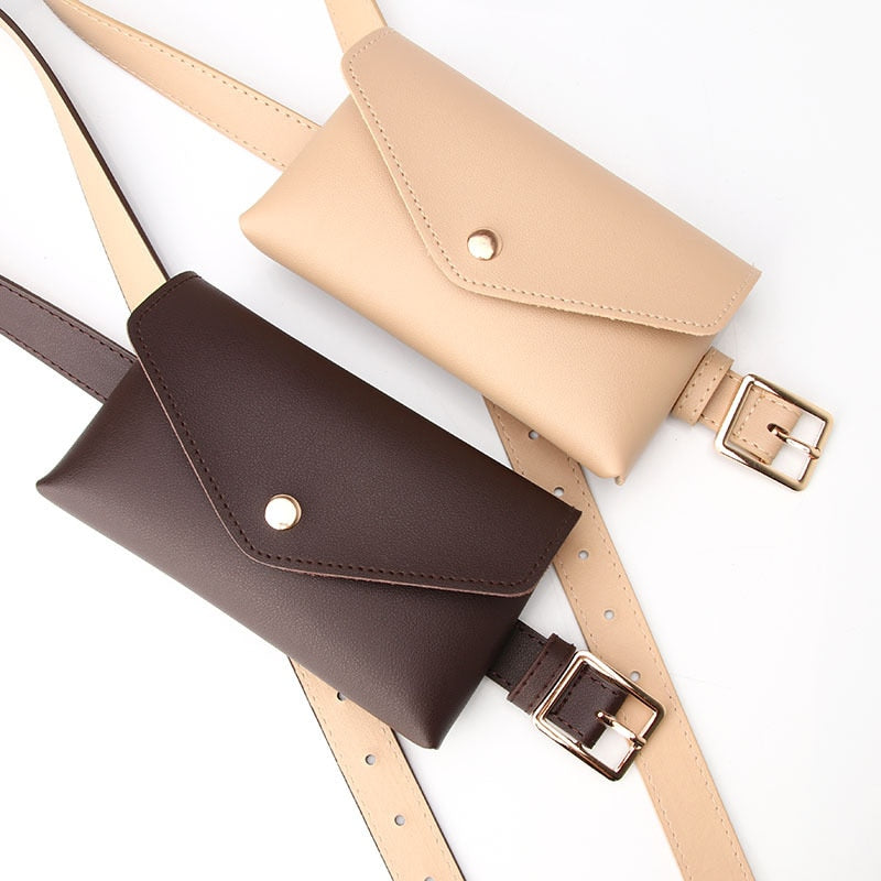 Pu Leather Waist Bag Large Capacity Belt Bag Women Crossbody Waist Bags with Belt Mobile Phone Bag Small Purse Clutch - Executive-Skincare