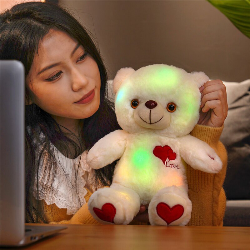 One Piece  30cm Cute  Light Up Teddy Bear Plush Toy Doll  Kawaii  Xmas Birthday  Gift for Kids Girlfriends Loves Home Decor - Executive-Skincare