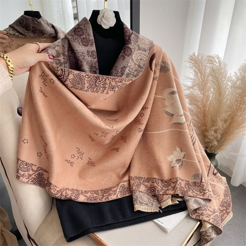 Luxury Brand Cashmere Warm Scarf for Women Design Winter Thick Shawl Wrap Pashmina Blanket Poncho Female Bufanda Echarpe Foulard - Executive-Skincare