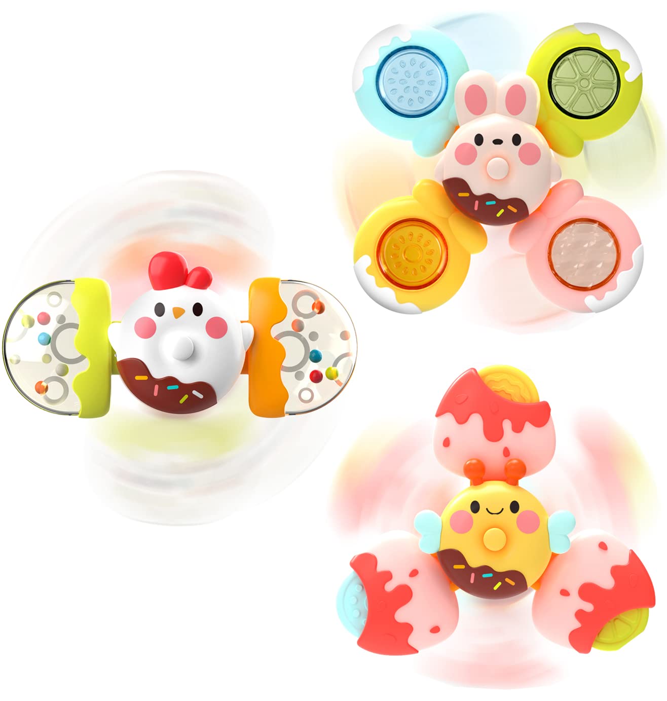 Suction Cups Spinning Top Toy For Baby Infant Insect Gyro Relief Stress Educational Toys Suction Rotating Rattle Sets Bath Toys - Executive-Skincare