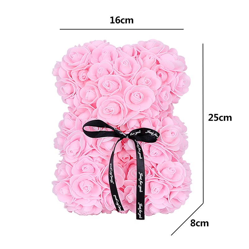 25cm Rose Bear Heart Artificial Flower Rose Teddy Bear for Home Girl Birthday Christmas Valentine  Gift Wedding Party Decoration - Executive-Skincare