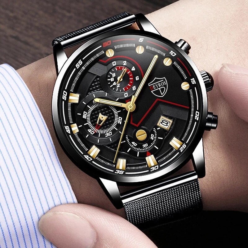 2022 Fashion Mens Sports Watches for Men Business Stainless Steel Quartz Wrist Watch Luxury Man Casual Bracelet Luminous Clock - Executive-Skincare