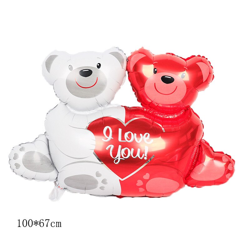 91*67cm Bear Balloon Aluminum Film Balloons Single Girl Wedding Baby Shower Decoration Birthday Valentine&#39;s Party Supplies - Executive-Skincare