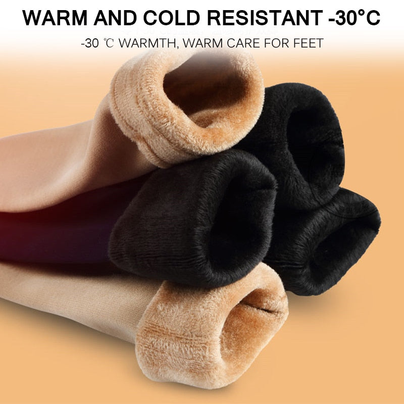 New Velvet Women Winter Warm Thicken Thermal Socks Soft Casual Solid Color Sock Wool Cashmere Home Snow Boots Floor Sock 1Pairs - Executive-Skincare