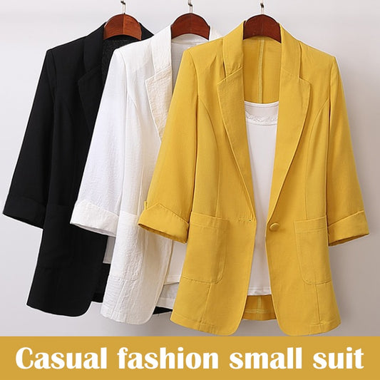 Hot Sale Cotton and Linen Suit Jacket Spring Summer Autumn Loose Casual Fashion Suit Women&#39;s Clothing Thin Shirt Blazers Blouse - Executive-Skincare