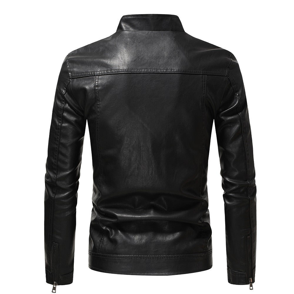 2022 Autumn Fashion Trend Coats Male New Style Slim Stand-Up Collar Motorcycle Leather Jacket Men&#39;s PU Leather Jacket S-4XL - Executive-Skincare