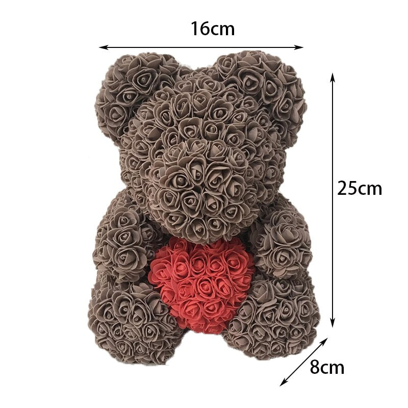 25cm Rose Bear Heart Artificial Flower Rose Teddy Bear for Home Girl Birthday Christmas Valentine  Gift Wedding Party Decoration - Executive-Skincare