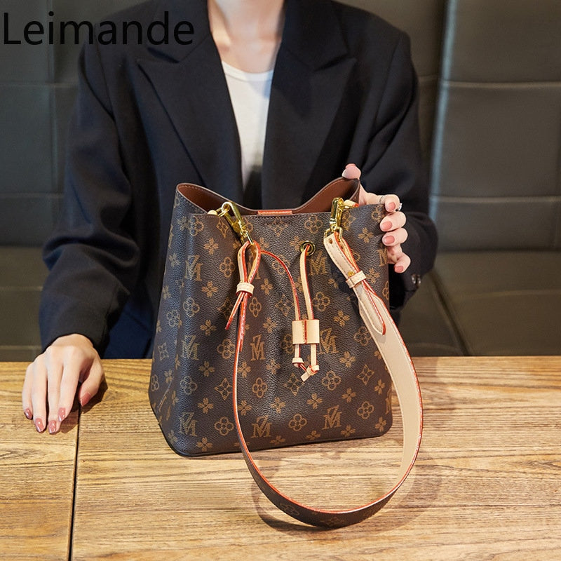 Leimande 2023 Autumn and Winter New Women&#39;s Bag Simple Bucket Bag One Shoulder Messenger Bag - Executive-Skincare