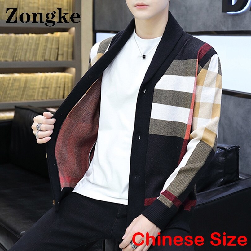 Zongke Black Cardigan Luxury Jumper Mens Sweater Clothing Cardigan Men Winter Jacket Size 2XL 2022 Autumn Winter New Arrivals - Executive-Skincare