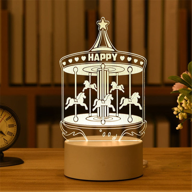 Romantic Love 3D Acrylic Led Lamp for Home Children&#39;s Night Light Table Lamp Birthday Party Decor Valentine&#39;s Day Bedside Lamp - Executive-Skincare