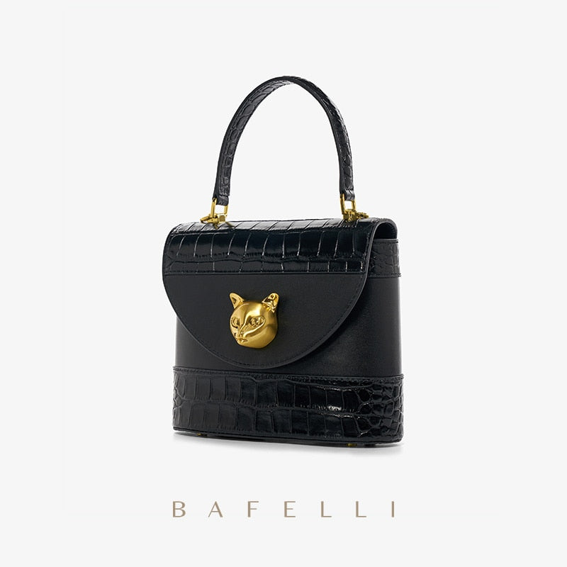 BAFELLI HANDBAG 2022 WOMEN&#39;S NEW CROSSBODY LEATHER PURSE EVENING BAG CROCODILE GRAIN DESIGNER BUCKET CAT LUXURY BRAND FASHION - Executive-Skincare