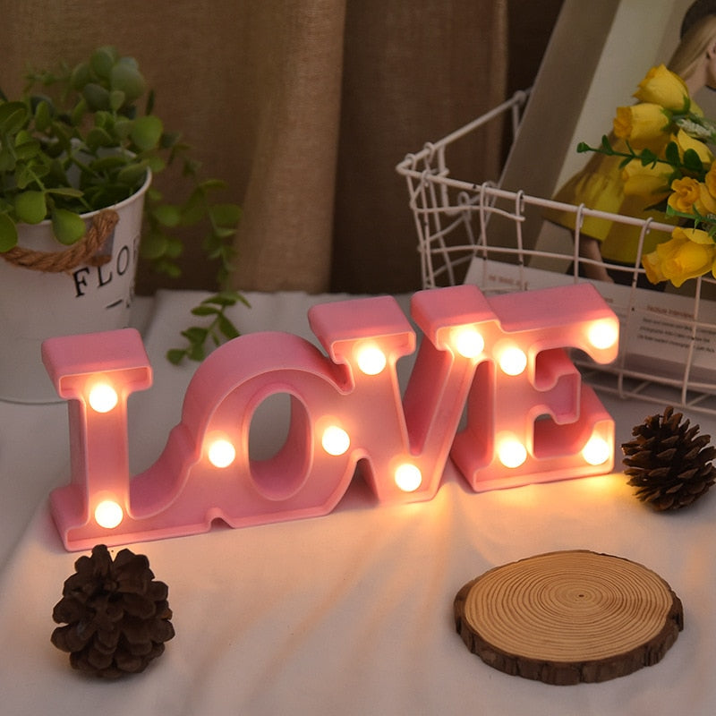 Valentines Day Decor for Girlfriend Red Battery Wedding Decoration DIY LED Love Light Gift Mothers Day Hen Party Decoration - Executive-Skincare