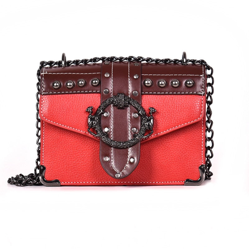 European Fashion Female Square Bag 2020 New Quality PU Leather Women&#39;s Designer Handbag Rivet Lock Chain Shoulder Messenger bags - Executive-Skincare