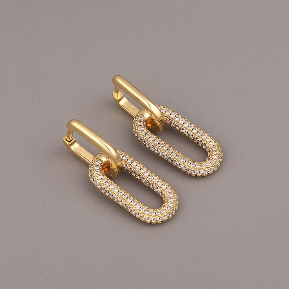 Gold Color Geometric O-shaped Two Oval Hoop Earrings for Women Small Circle Ear Buckle Pendant Earring 2023 New Punk Jewelry