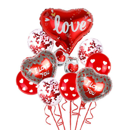 9Pcs Red Heart Love Foil Balloon Kit for Valentine&#39;s Day/Wedding Mariage Party Decorations I Love You Kiss Lips Ballons - Executive-Skincare