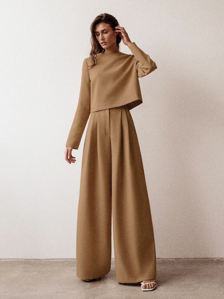 Mnealways18 Classic Wide Pants Floor-Length Pleated Loose Women Trousers Spring Wide Leg Pants Vintage Female Palazzo Pants 2022 - Executive-Skincare