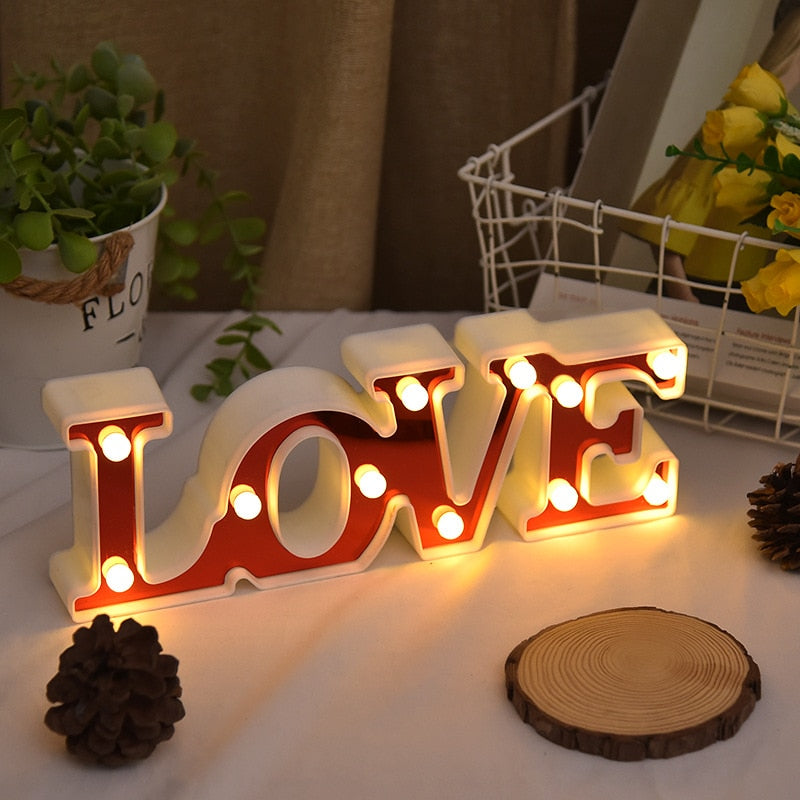 Valentines Day Decor for Girlfriend Red Battery Wedding Decoration DIY LED Love Light Gift Mothers Day Hen Party Decoration - Executive-Skincare