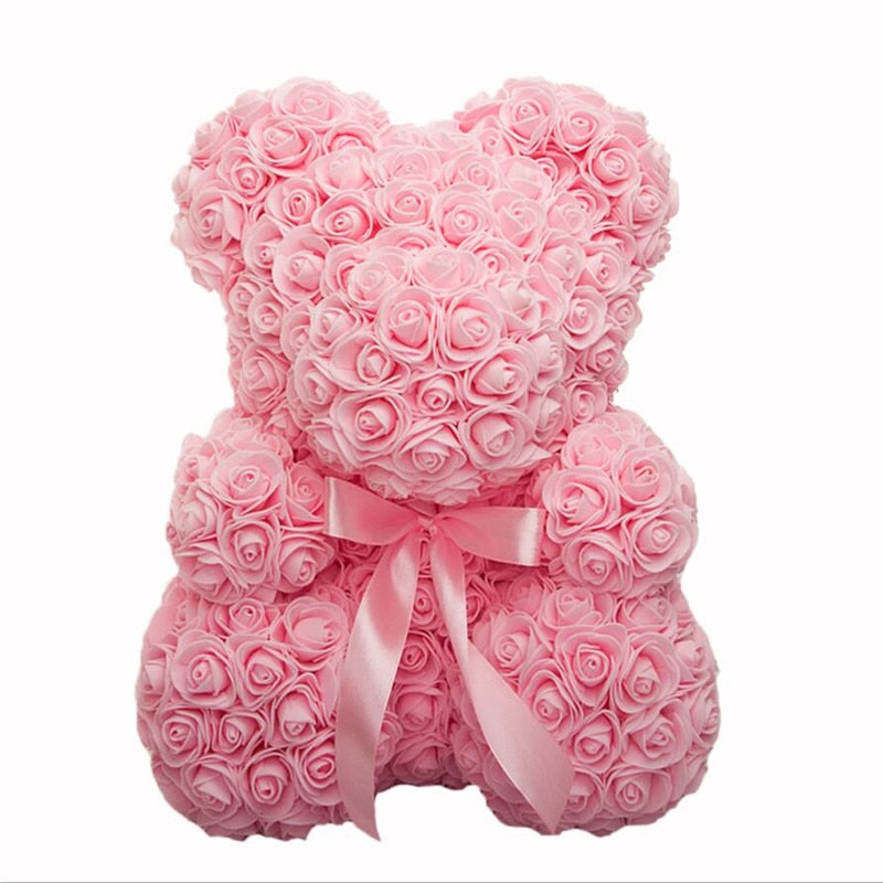 25/35cm Artificial Rose Heart Teddy Bear Handmade Bear of Roses For Women Valentine&#39;s Day Wedding Bithday Gift DropShipping - Executive-Skincare