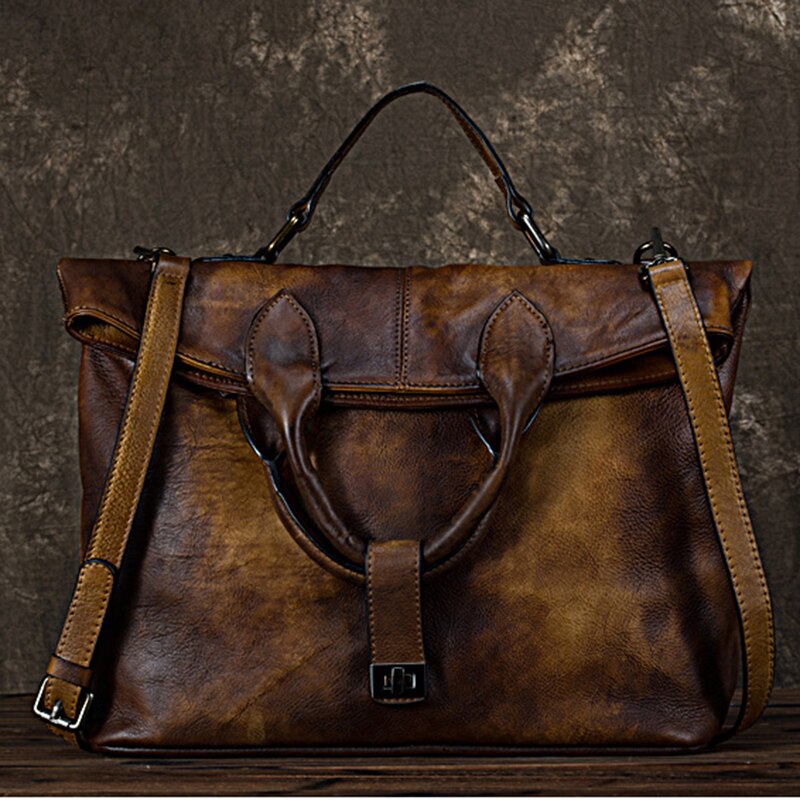 High Quality Natural Skin Women Messenger Shoulder Bag Vintage Leisure Cross Body Tote Handbag Top Handle Genuine Leather Bags - Executive-Skincare