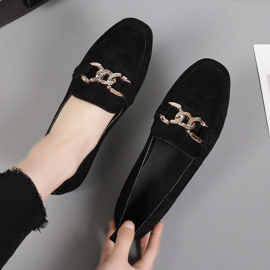 Spring Fashion Flat Shoes Women Quality Metal Slip on Loafer Shoes Ladies Flats Mocassins Big Size 35-41 Sapato Feminino 2021 - Executive-Skincare