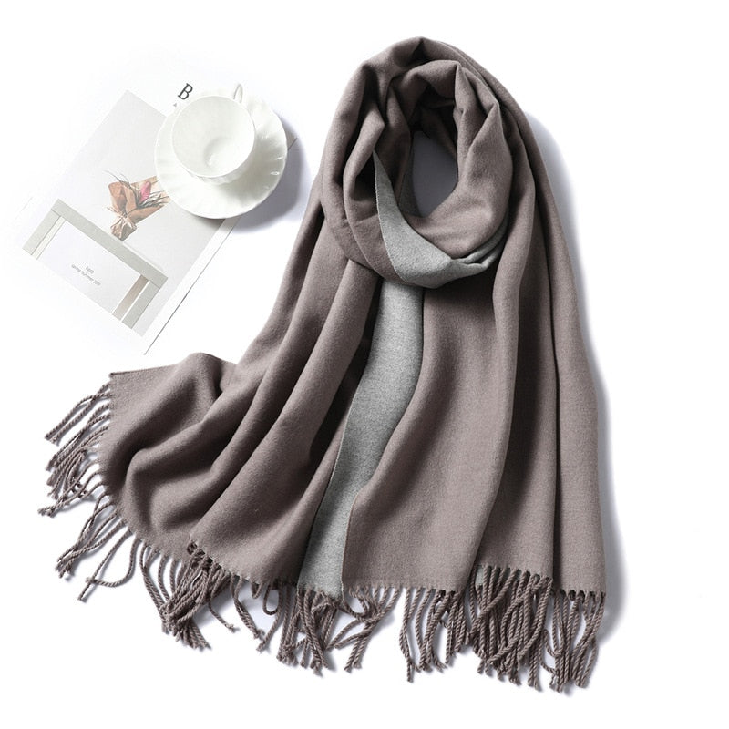 Winter Cashmere Scarf Women Thick Warm Shawls Wraps Lady Solid Scarves Fashion Tassels Pashmina Blanket Quality Foulard 2022 New - Executive-Skincare