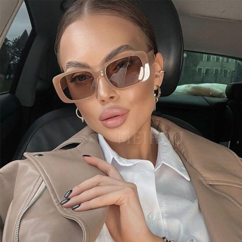 Black Women&#39;s Square Sunglasses Luxury Brand Designer Big Frame Sunglasses Female Vintage Rectangular Shades Glasses Retro - Executive-Skincare