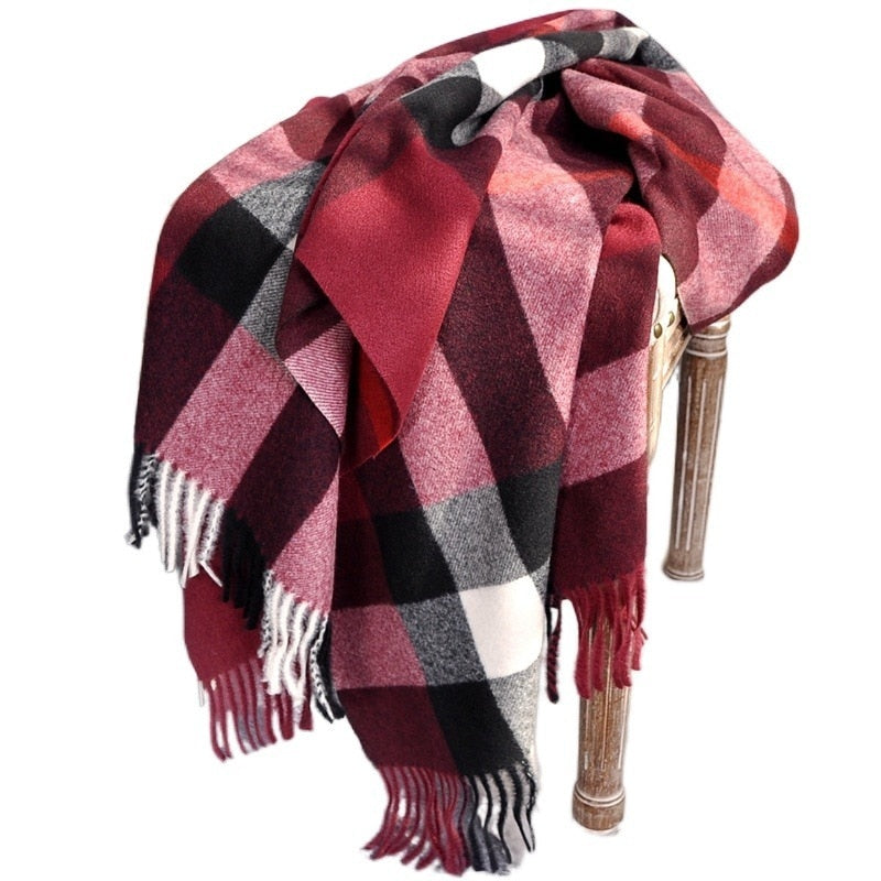 2022 Pamwallymensa Women&#39;s Scarf Winter Luxury Brand Tippet Scarves for Ladies  Plaid Shawls Warm British Style Thicken Man - Executive-Skincare