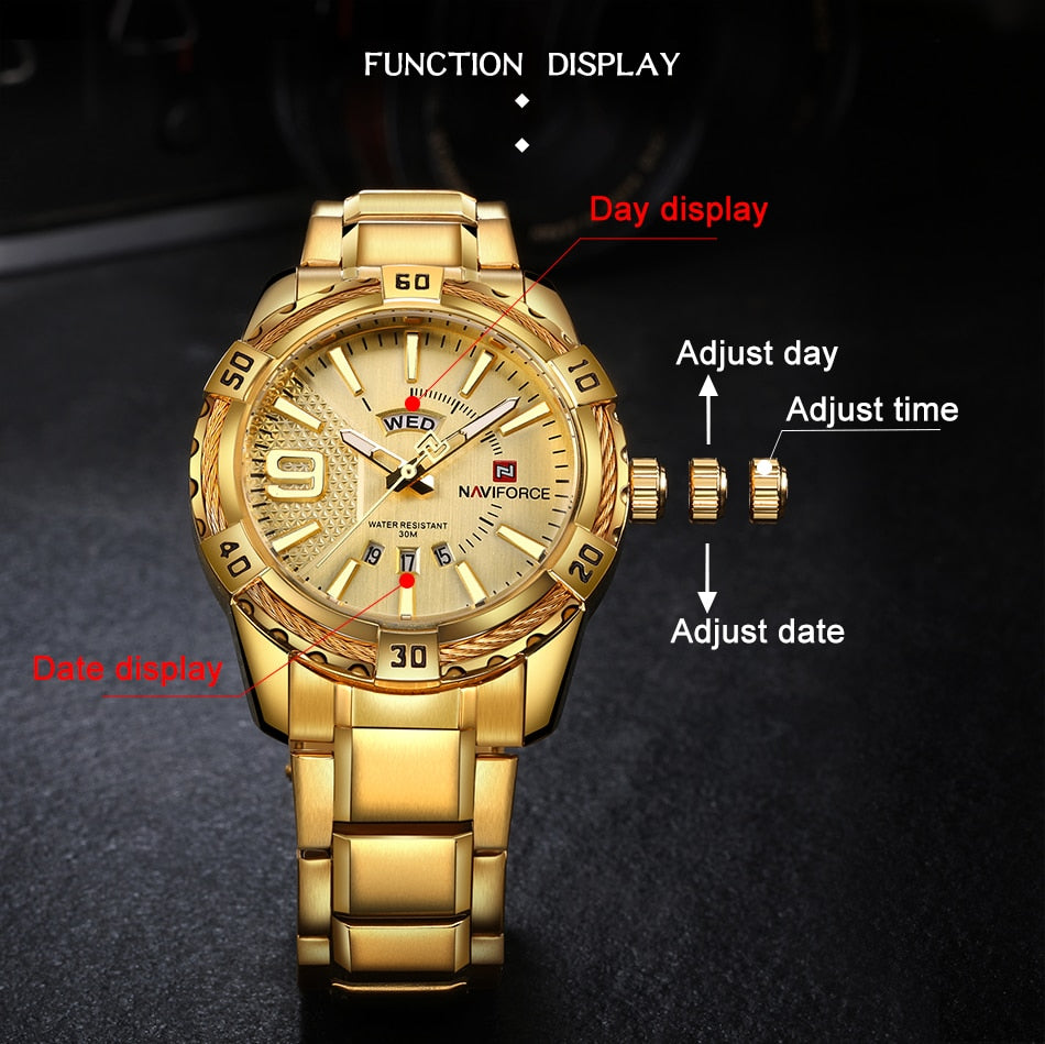 NAVIFORCE Luxury Brand Men&#39;s WristWatch Original Fashion Quartz Classic Watches For Men Waterproof Business Steel Band Clock Man - Executive-Skincare