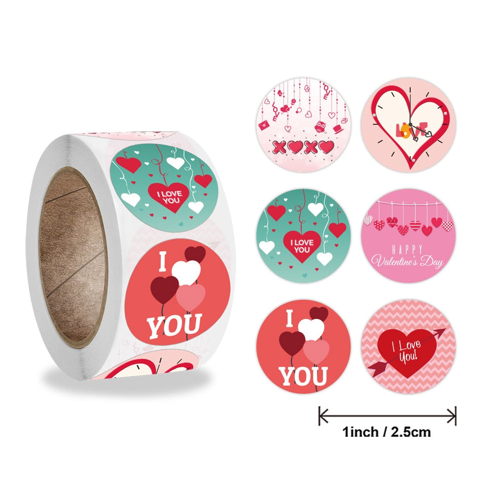 500Pcs 2.5Cm Love Sticker Valentines Gift Box Label Wedding Gift Heart Shaped Candy Bag Wedding Gift Bag Seal Label Decoration - Executive-Skincare