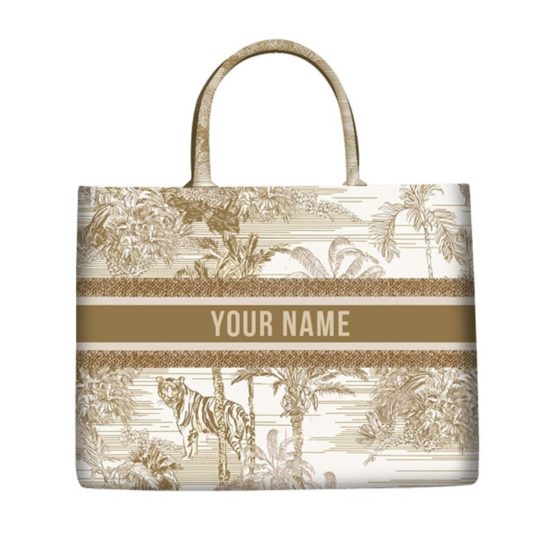 Spring Summer Personalized Fashion Printing Large Capacity Canvas Book Tote Bag With Name Women&#39;s Custom Commuter Shoulder Bag - Executive-Skincare